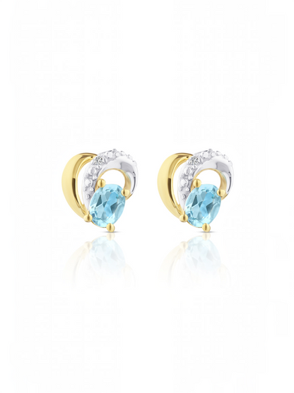Ohrstecker, mit Blautopas, 375 Gelbgold