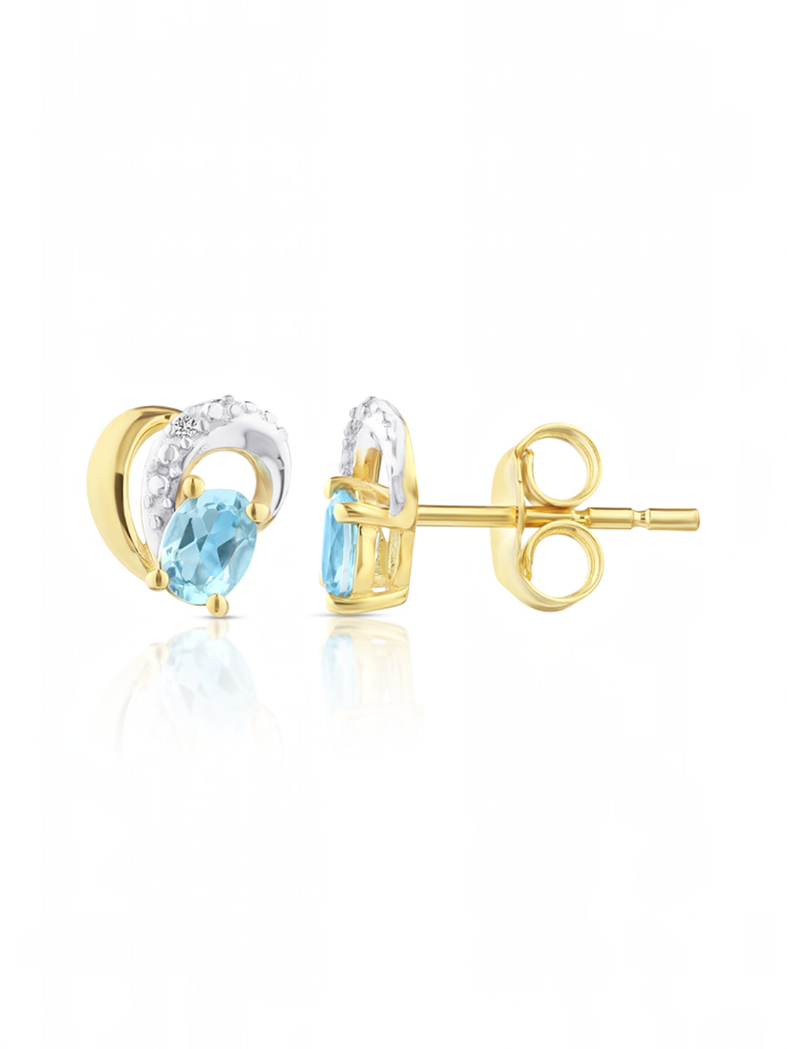 Ohrstecker, mit Blautopas, 375 Gelbgold