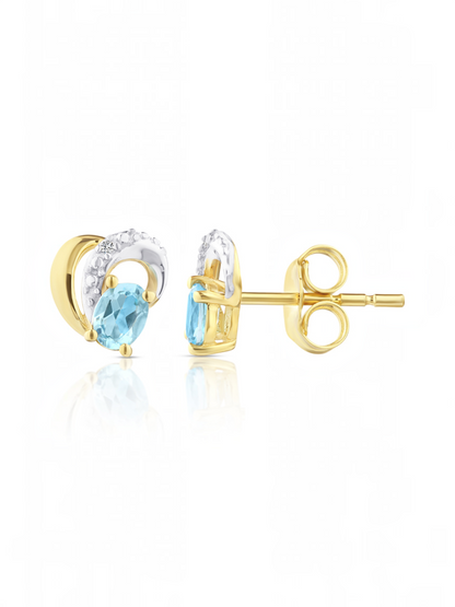 Ohrstecker, mit Blautopas, 375 Gelbgold