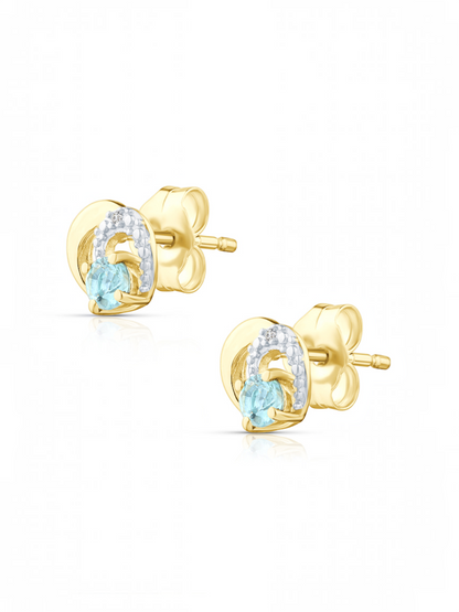 Ohrstecker, mit Blautopas, 375 Gelbgold