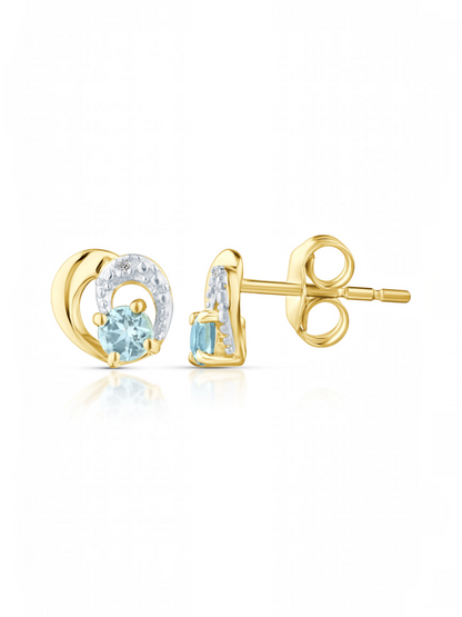 Ohrstecker, mit Blautopas, 375 Gelbgold