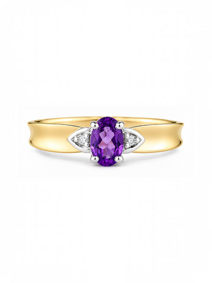 Ring, mit Amethyst, 375 Gelbgold