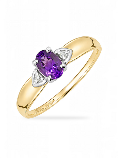 Ring, mit Amethyst, 375 Gelbgold