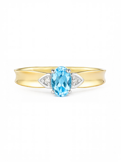 Ring, mit Blautopas, 375 Gelbgold