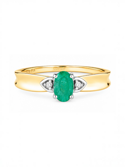 Ring, mit Smaragd, 375 Gelbgold