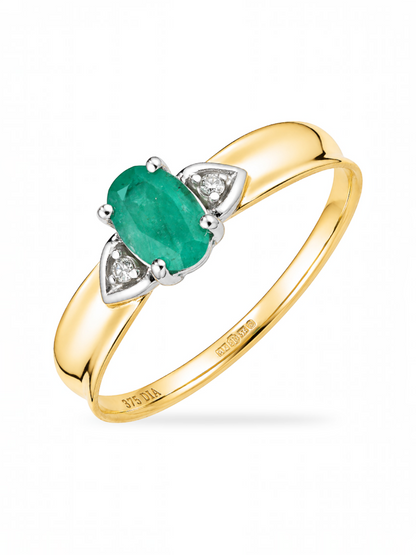 Ring, mit Smaragd, 375 Gelbgold