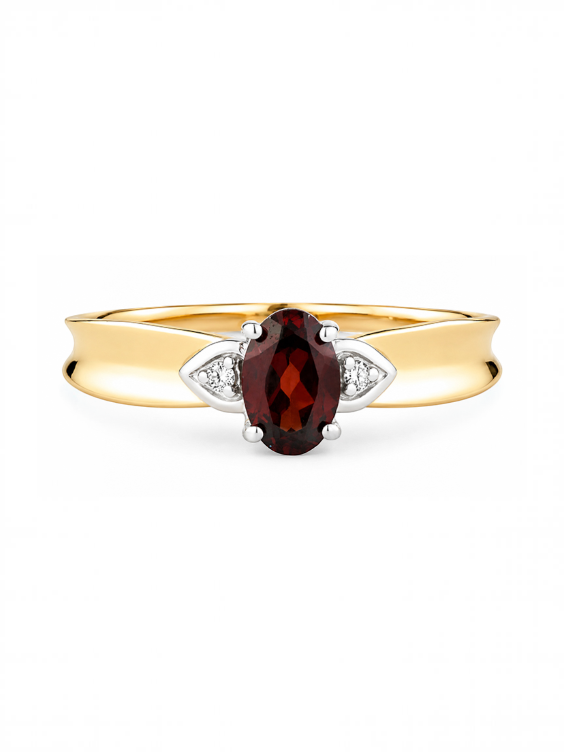 Ring, mit Granat, 375 Gelbgold