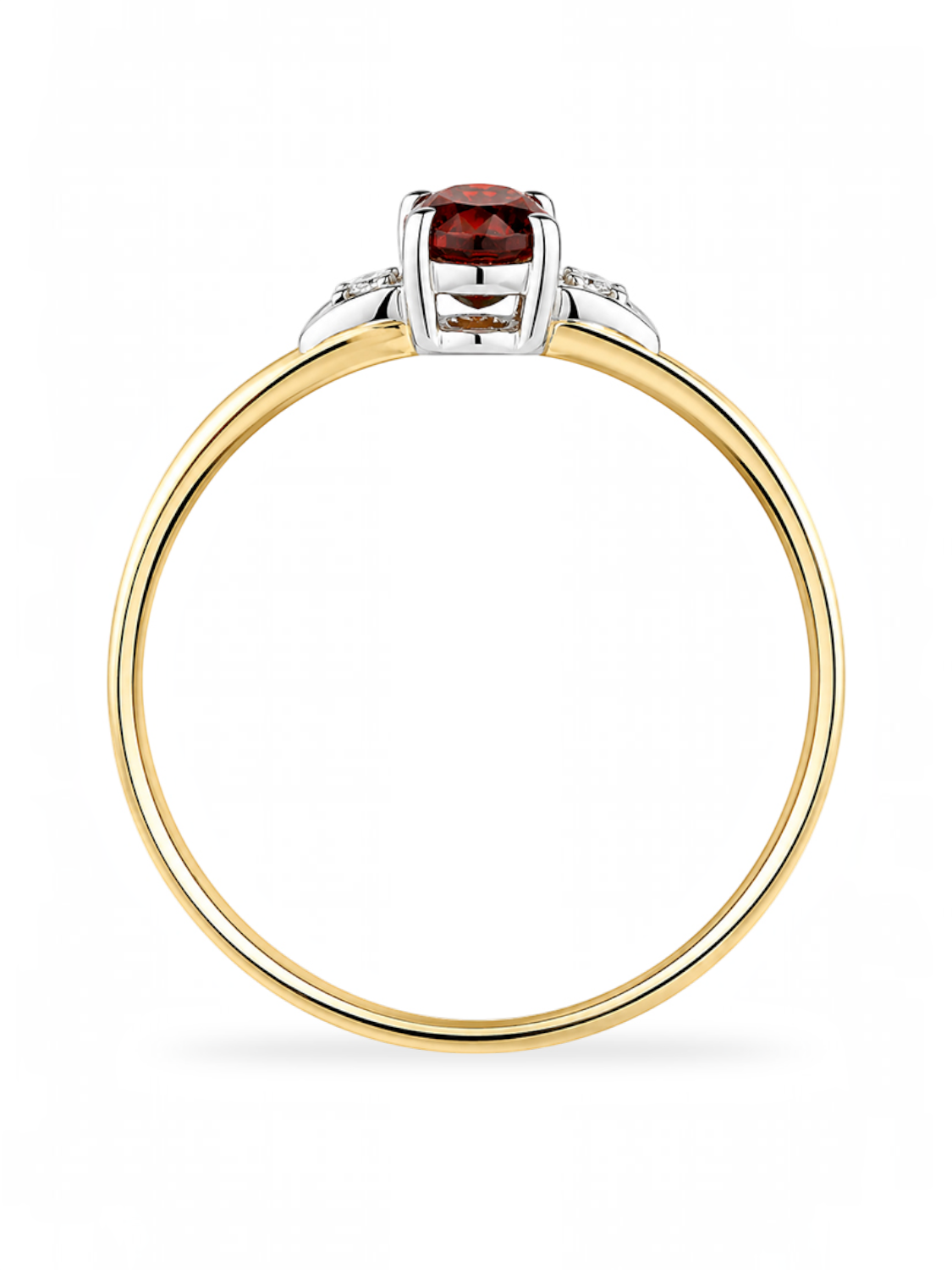 Ring, mit Granat, 375 Gelbgold