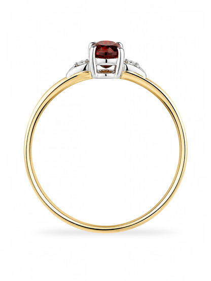Ring, mit Granat, 375 Gelbgold