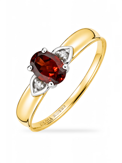 Ring, mit Granat, 375 Gelbgold