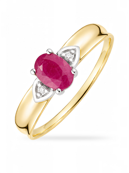 Ring, mit Rubin, 375 Gelbgold