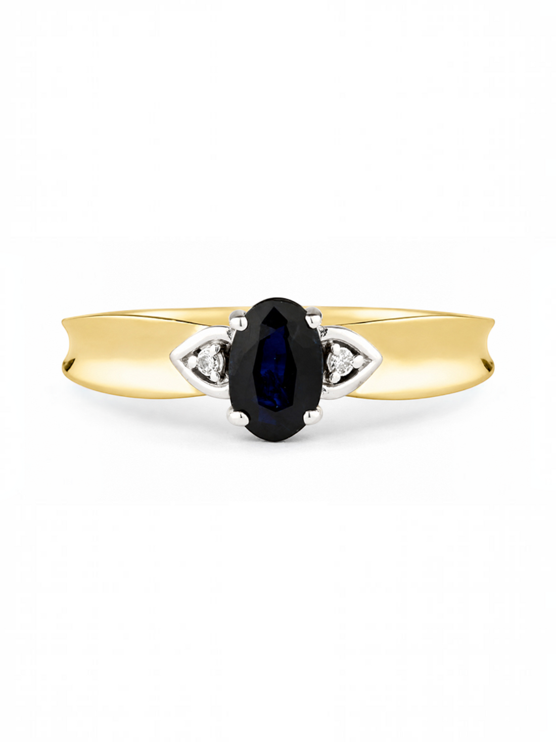 Ring, mit Saphir, 375 Gelbgold