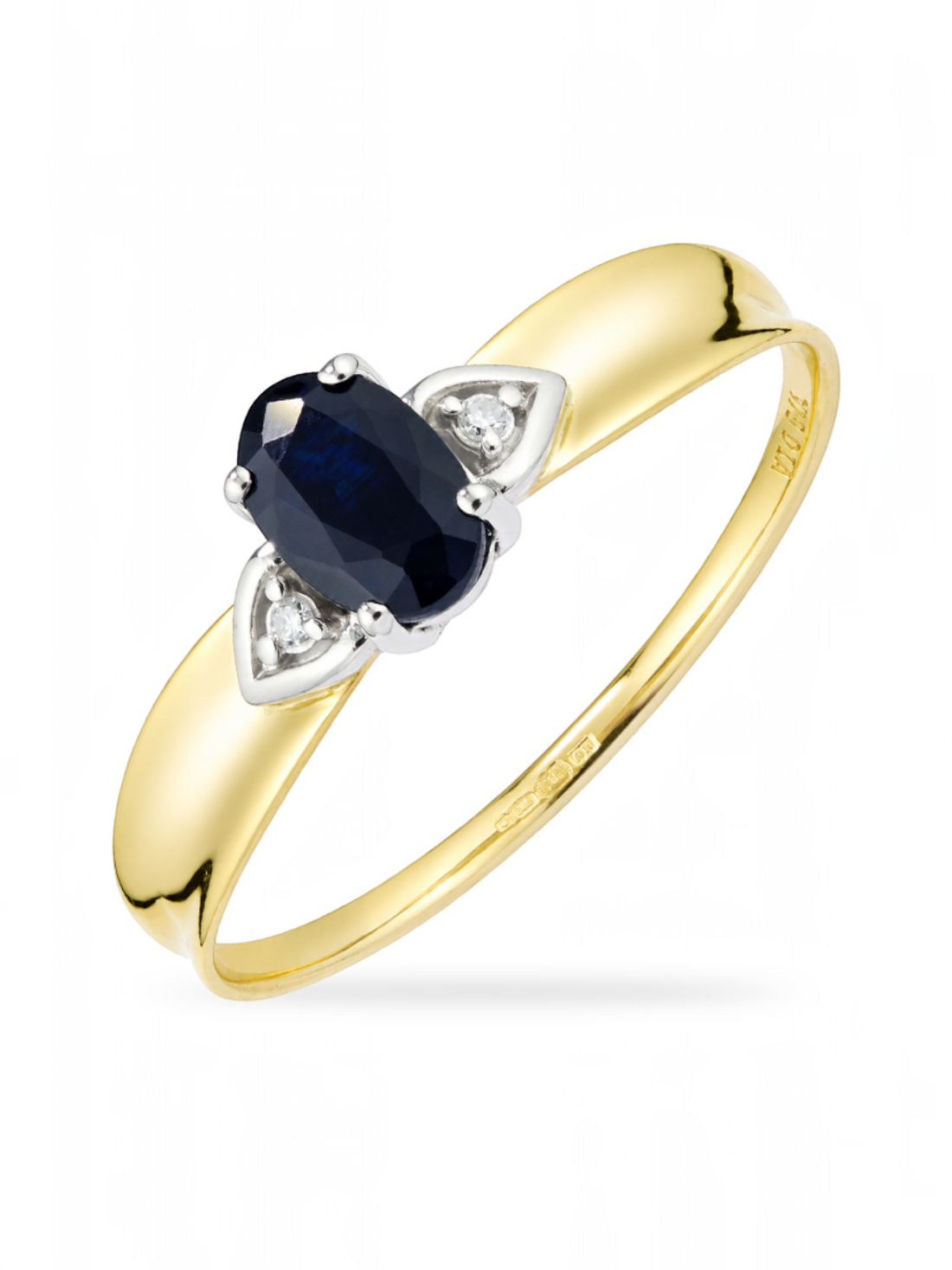 Ring, mit Saphir, 375 Gelbgold