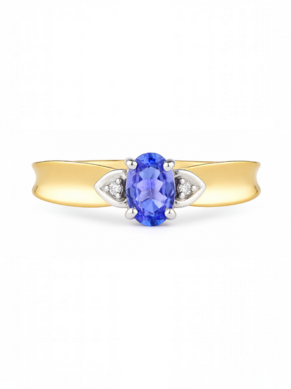 Ring, mit Tansanit, 375 Gelbgold