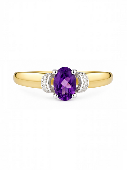 Ring, mit Amethyst, 375 Gelbgold