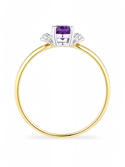 Ring, mit Amethyst, 375 Gelbgold