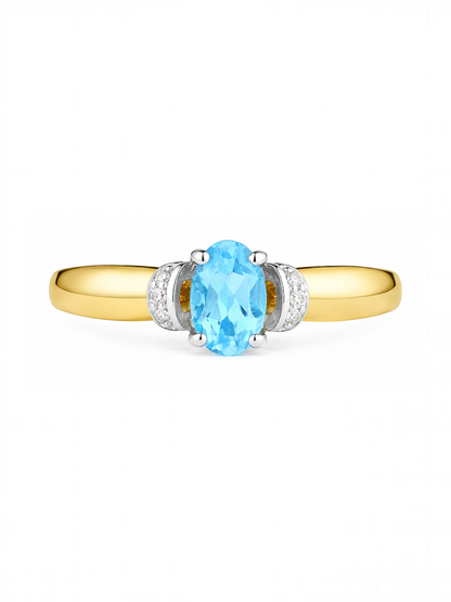 Ring, mit Blautopas, 375 Gelbgold