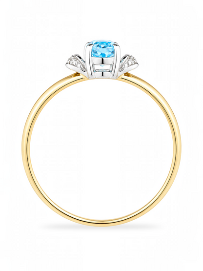 Ring, mit Blautopas, 375 Gelbgold