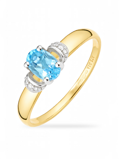 Ring, mit Blautopas, 375 Gelbgold