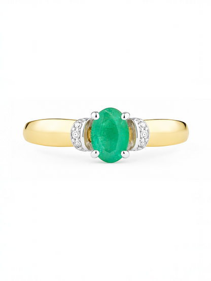 Ring, mit Smaragd, 375 Gelbgold