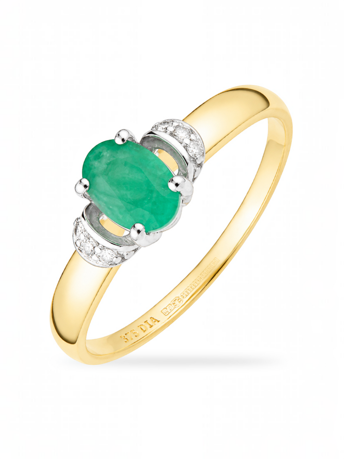 Ring, mit Smaragd, 375 Gelbgold