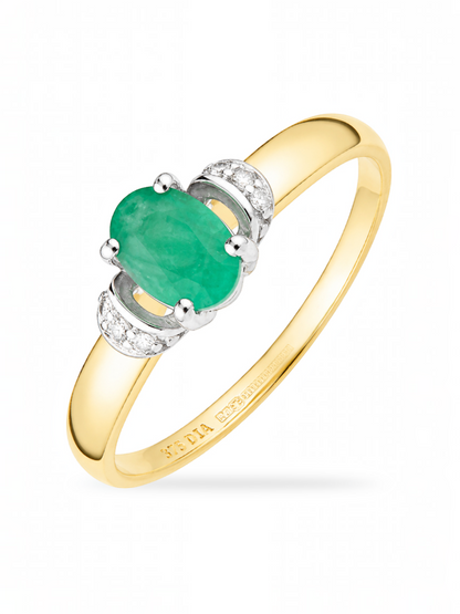 Ring, mit Smaragd, 375 Gelbgold