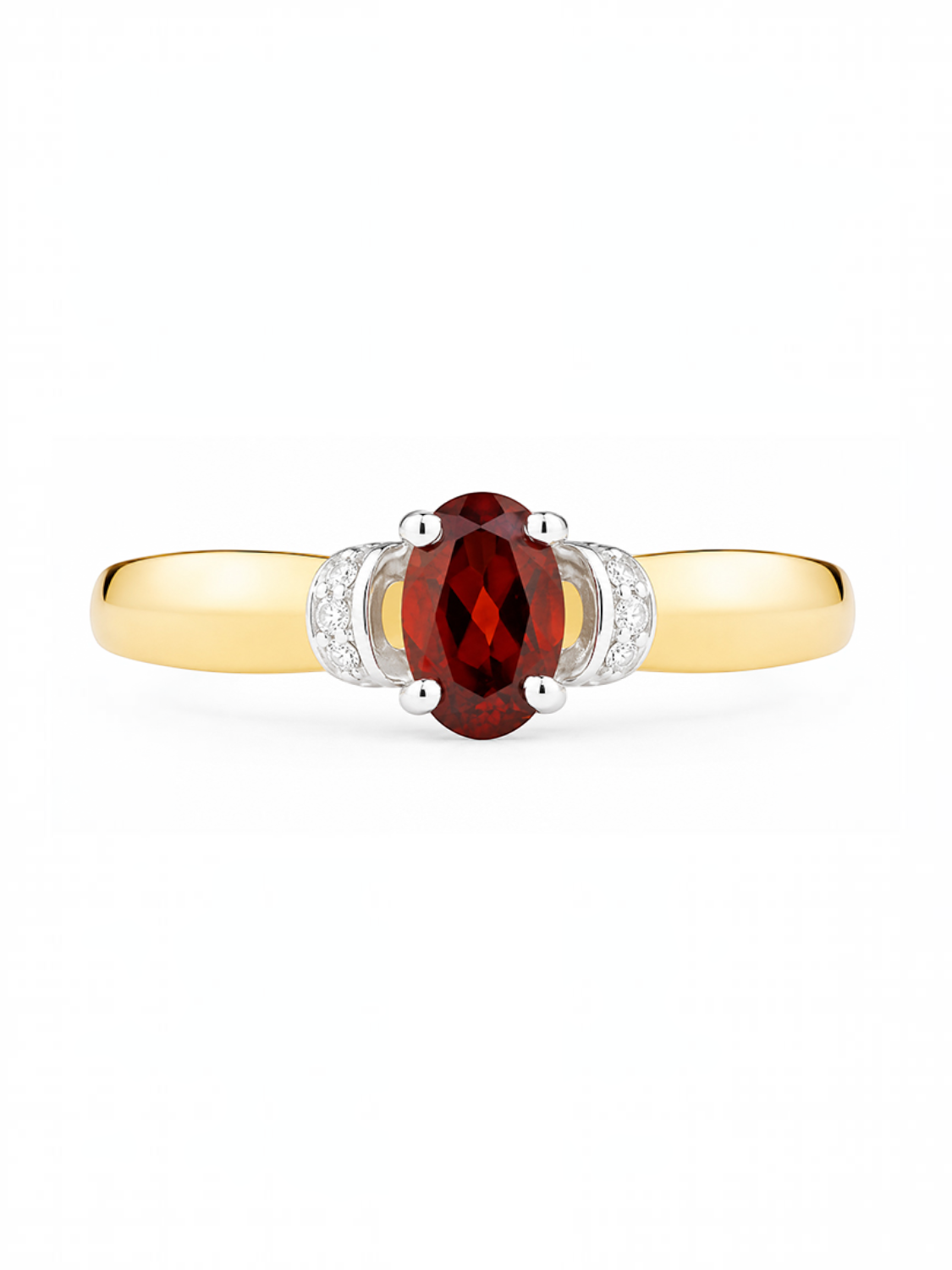 Ring, mit Granat, 375 Gelbgold