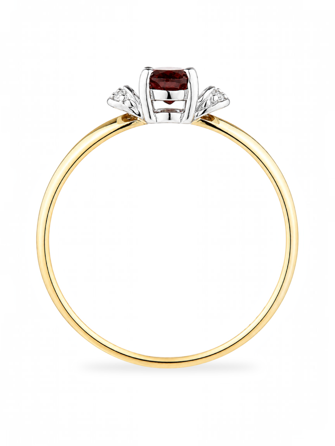Ring, mit Granat, 375 Gelbgold