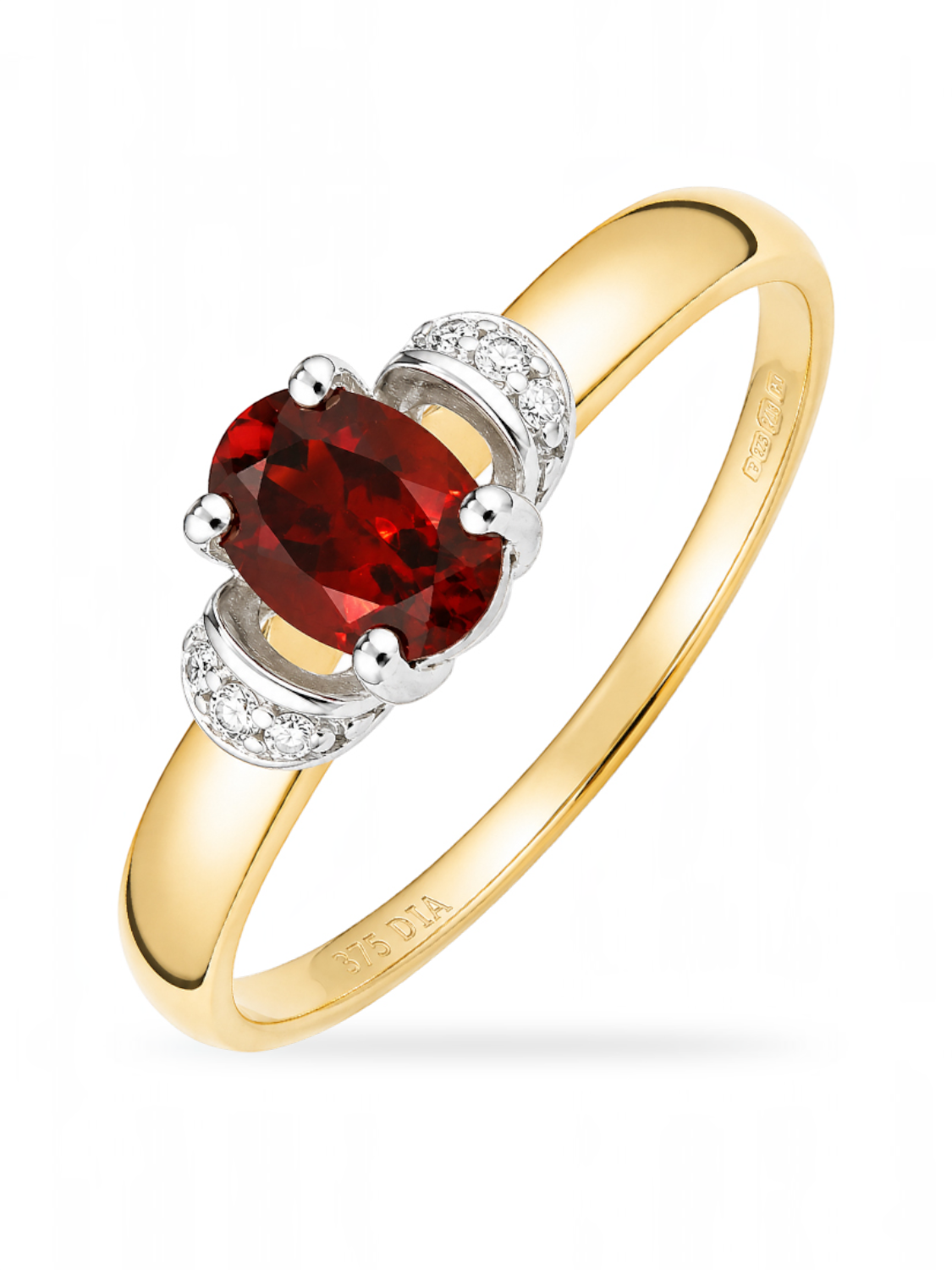 Ring, mit Granat, 375 Gelbgold