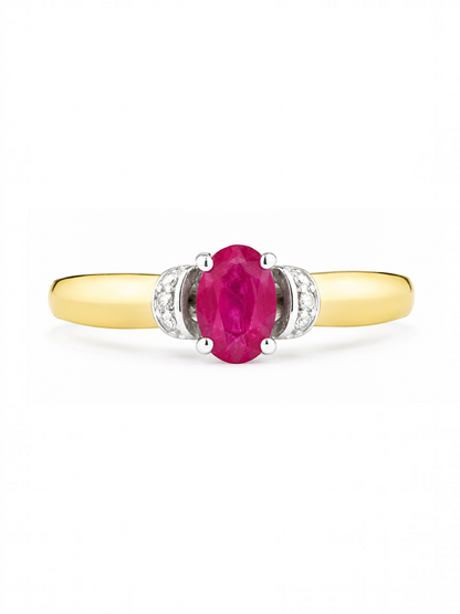 Ring, mit Rubin, 375 Gelbgold