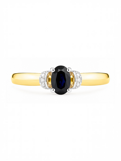 Ring, mit Saphir, 375 Gelbgold