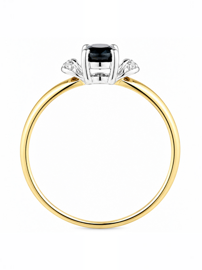 Ring, mit Saphir, 375 Gelbgold