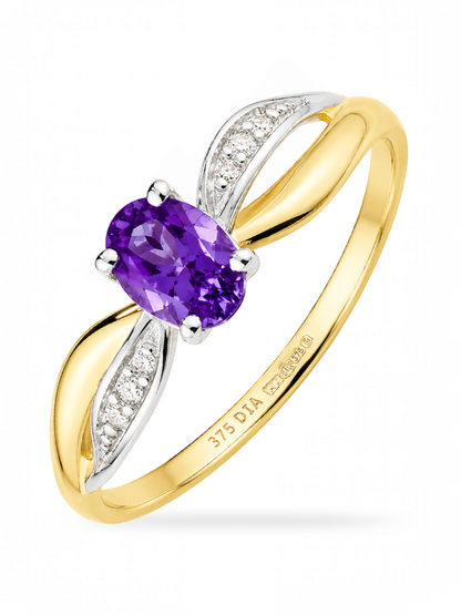 Ring, mit Amethyst, 375 Gelbgold