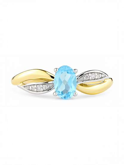 Ring, mit Blautopas, 375 Gelbgold