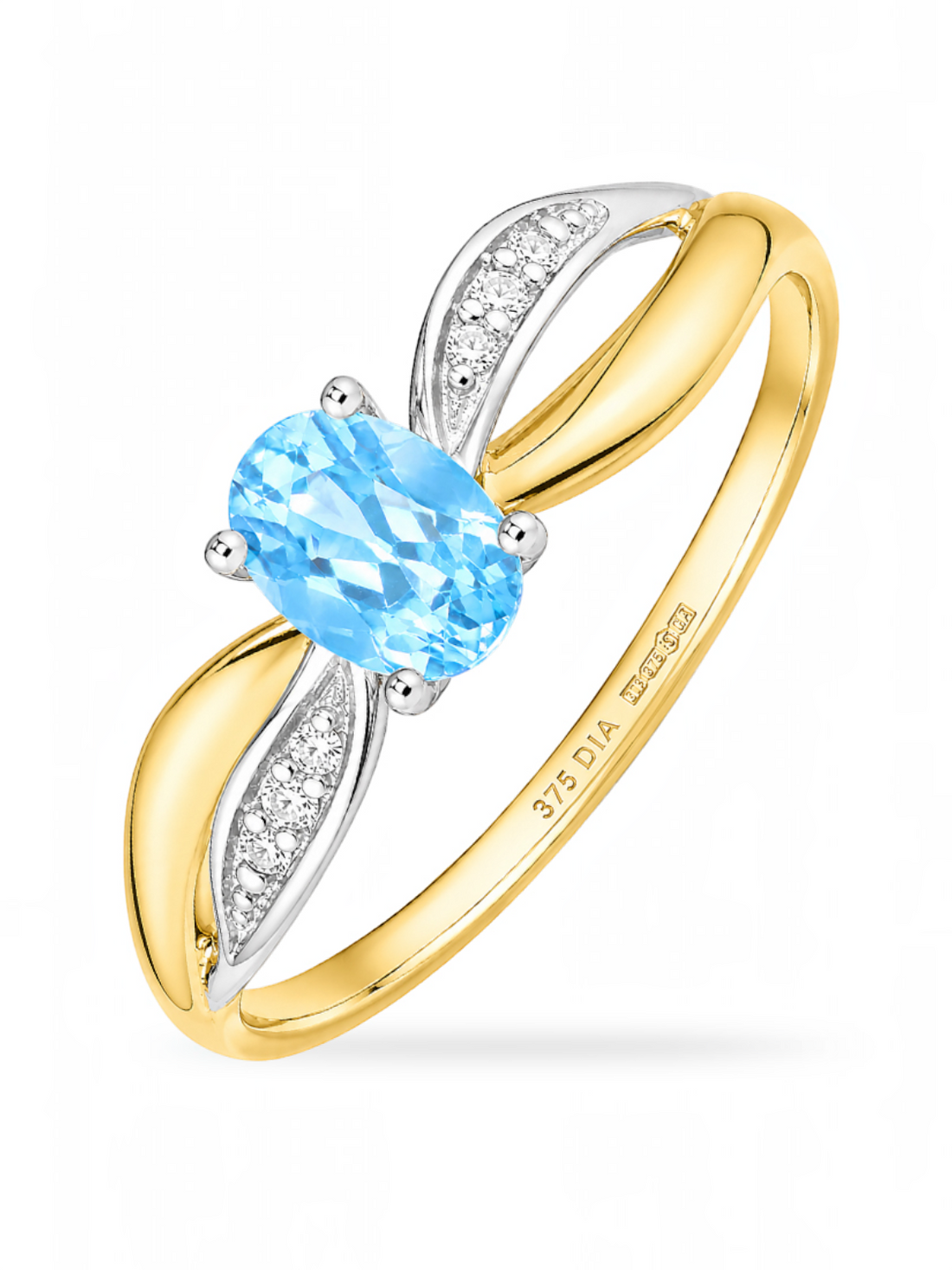 Ring, mit Blautopas, 375 Gelbgold