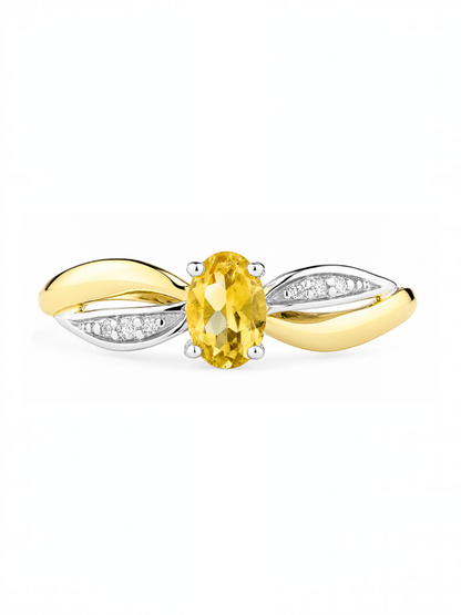Ring, mit Citrin, 375 Gelbgold