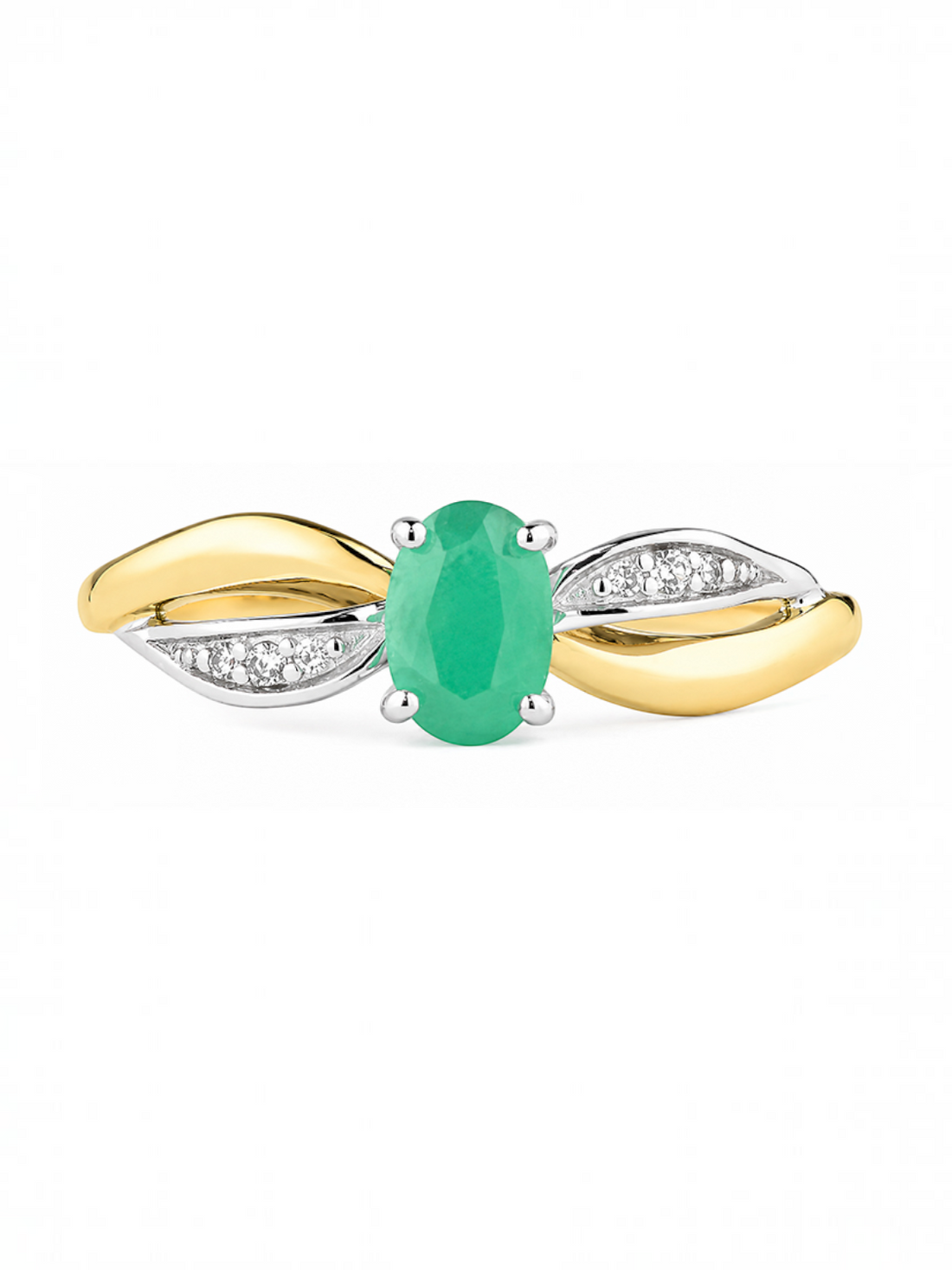 Ring, mit Smaragd, 375 Gelbgold