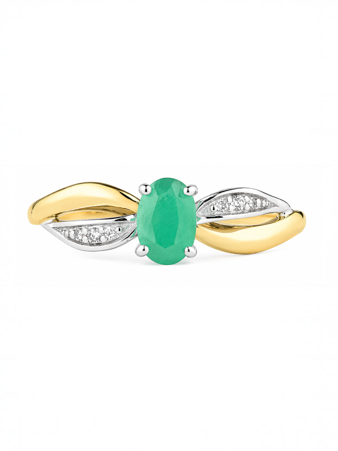 Ring, mit Smaragd, 375 Gelbgold