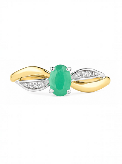 Ring, mit Smaragd, 375 Gelbgold