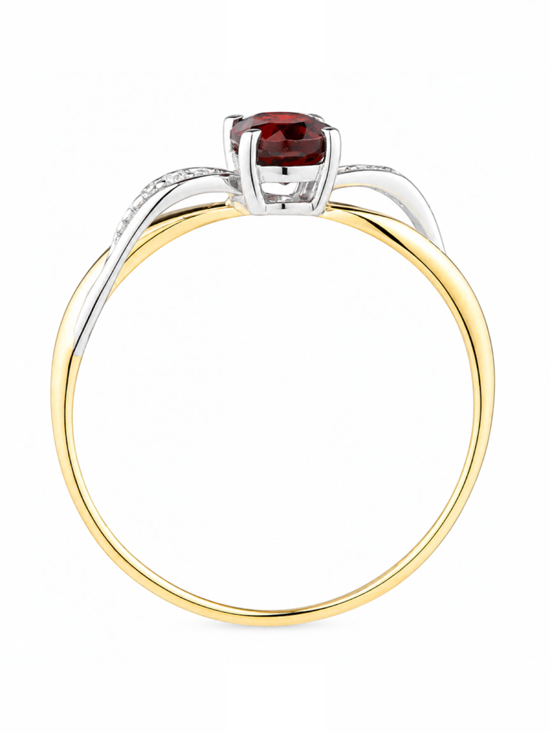 Ring, mit Granat, 375 Gelbgold