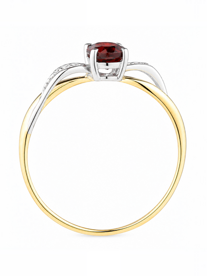 Ring, mit Granat, 375 Gelbgold