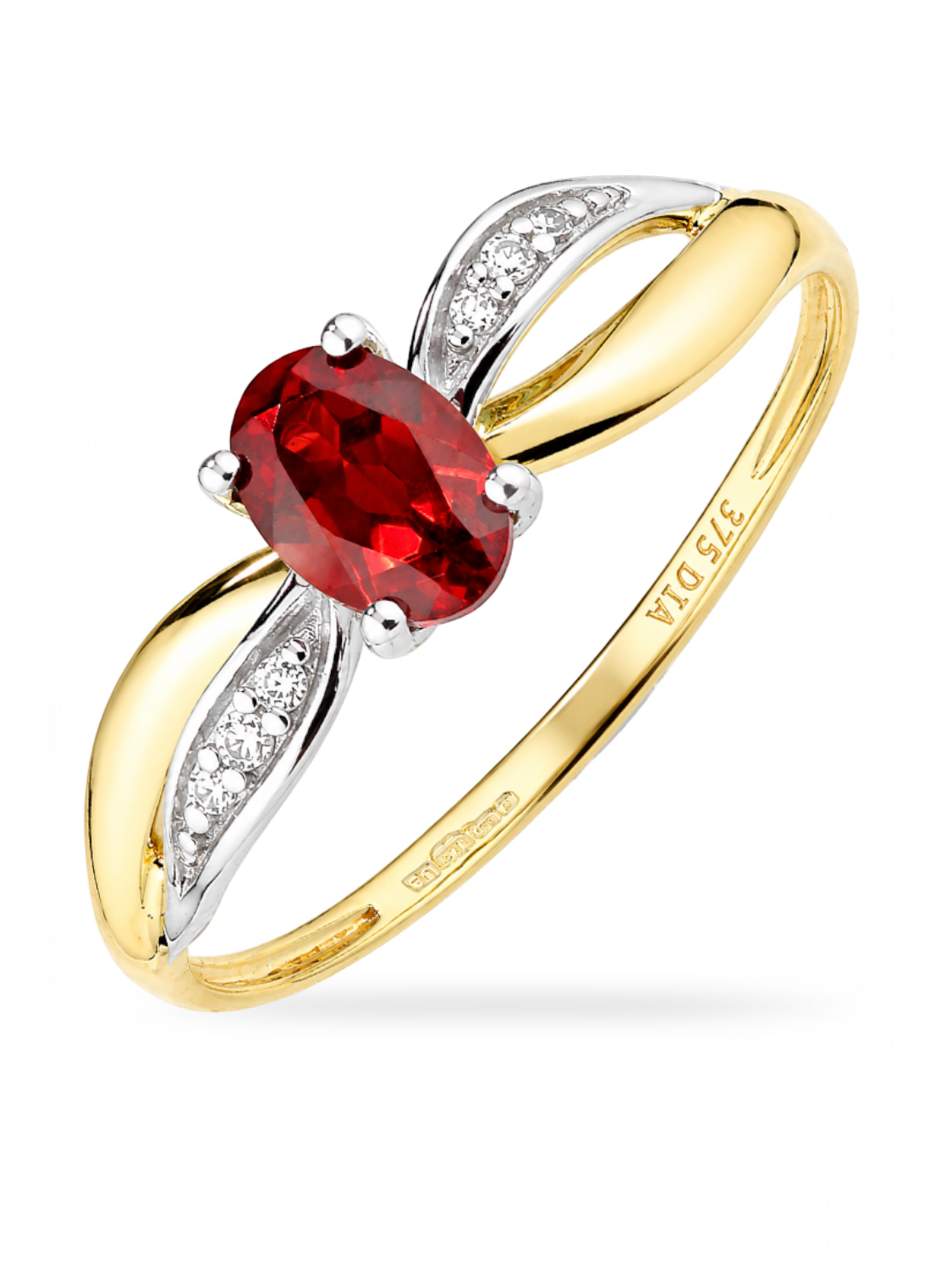 Ring, mit Granat, 375 Gelbgold