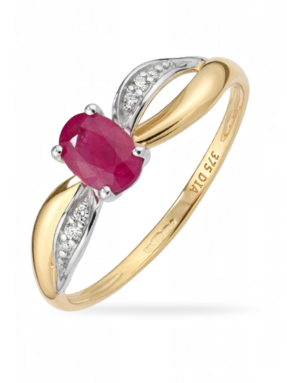 Ring, mit Rubin, 375 Gelbgold
