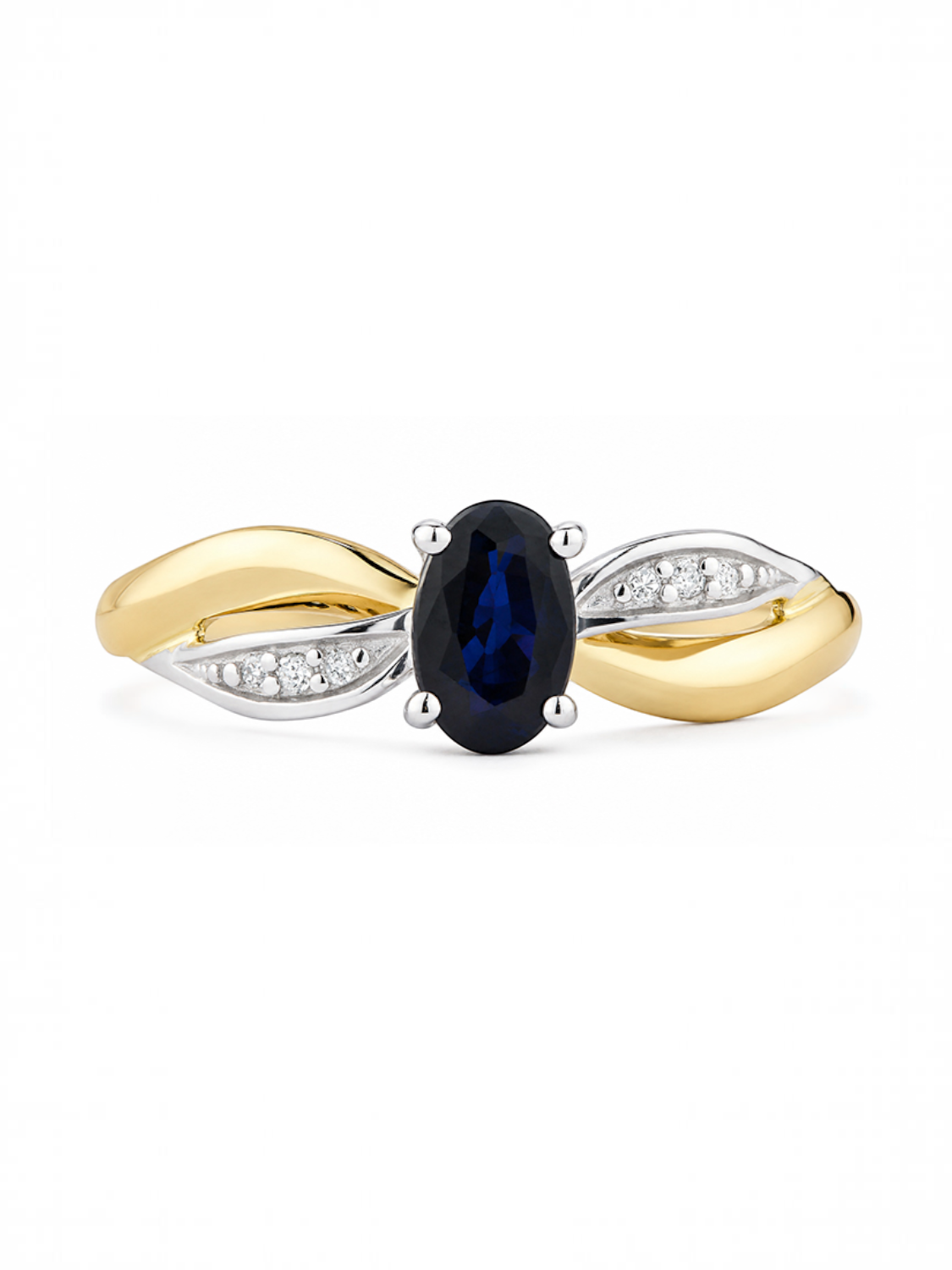 Ring, mit Saphir, 375 Gelbgold