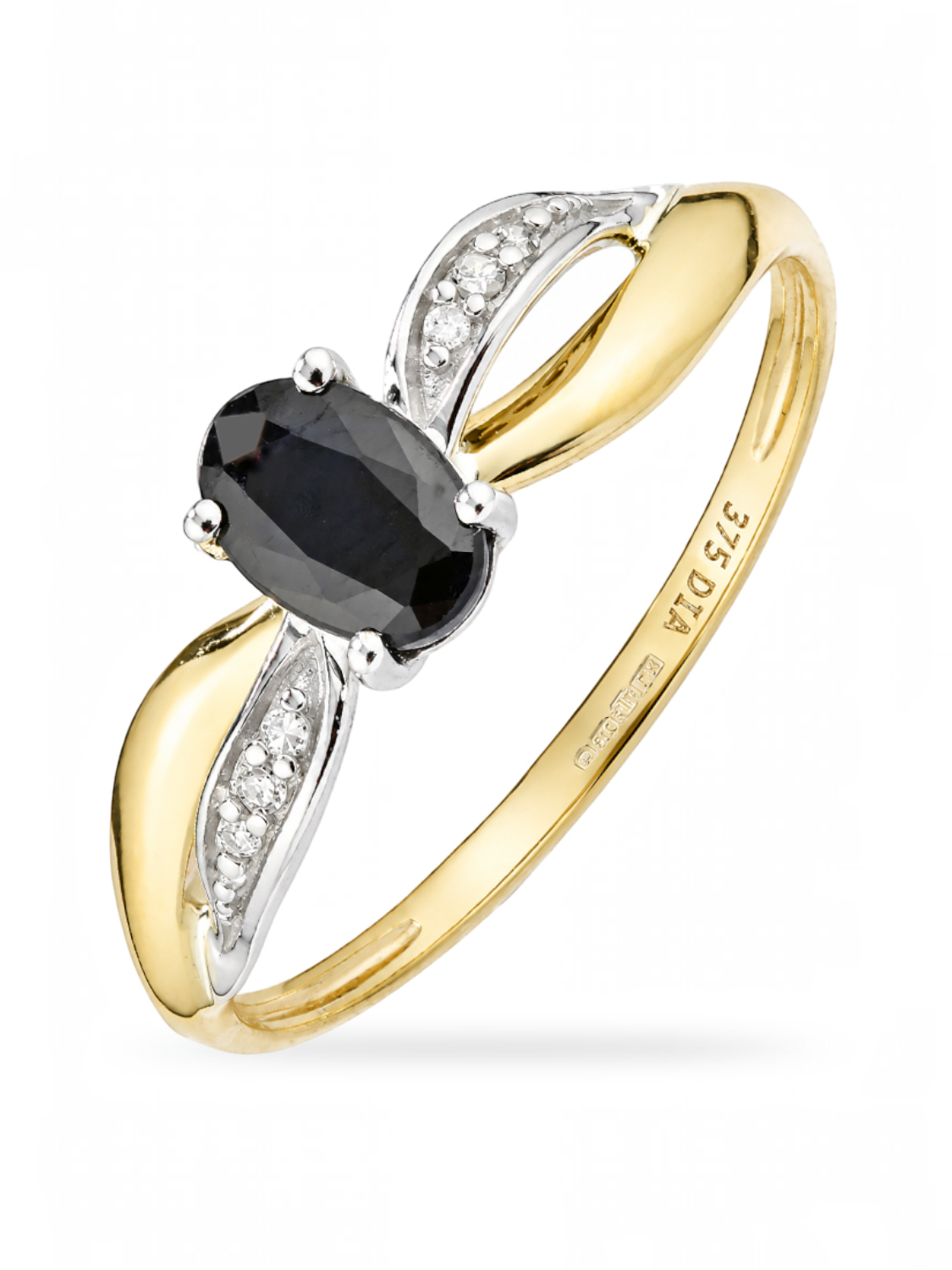 Ring, mit Saphir, 375 Gelbgold