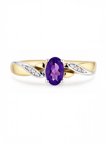 Ring, mit Amethyst, 375 Gelbgold