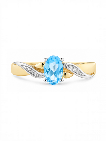 Ring, mit Blautopas, 375 Gelbgold