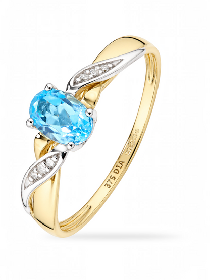 Ring, mit Blautopas, 375 Gelbgold