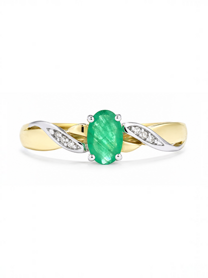 Ring, mit Smaragd, 375 Gelbgold