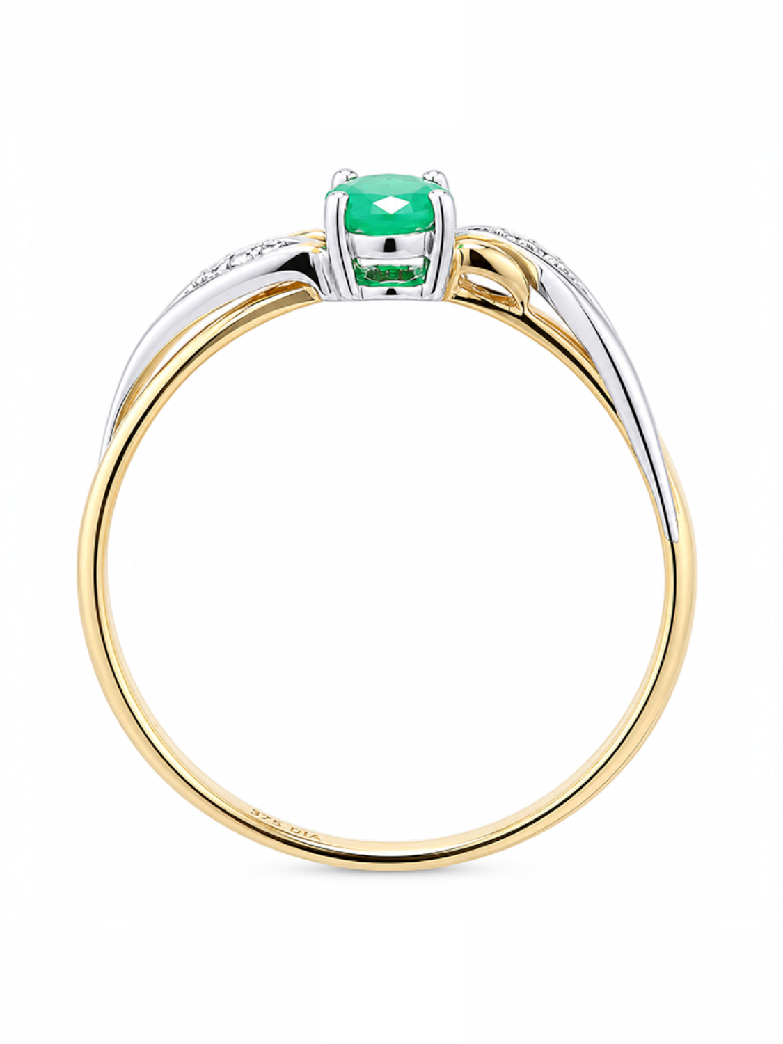 Ring, mit Smaragd, 375 Gelbgold